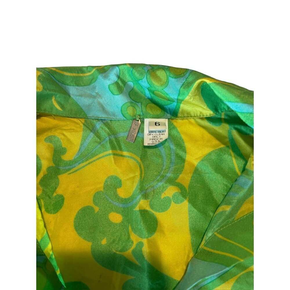 Vintage St. Vincent Women's Blue, Yellow & Green Longsleeve Dress - Picture 3 of 7